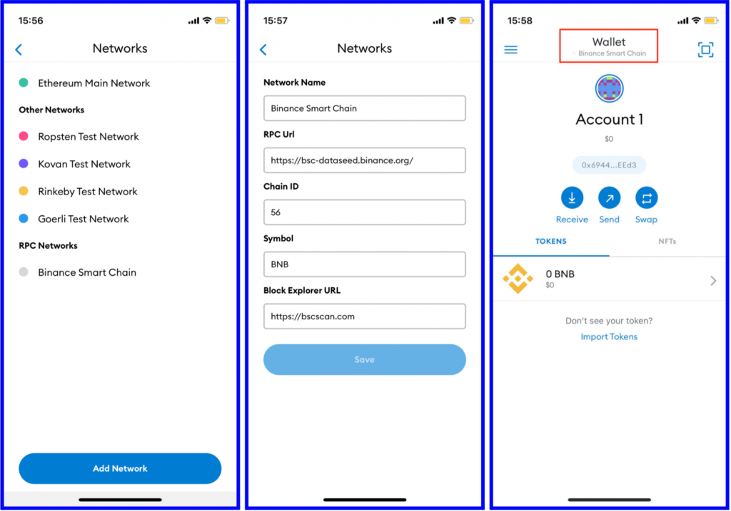 how to register eos tokens metamask